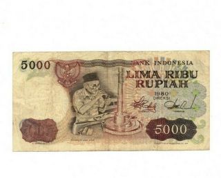 Bank Of Indonesia 5000 Rupiah 1980 Vg