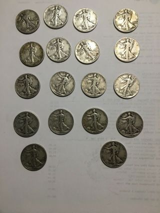 Complete Set 1940 - 1945 World War Ii Walking Liberty Half Dollars All 17 Coins