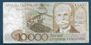 Brazil 10000 Cruzeiros,  1980s,  Vf