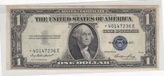 Usa 1935 E $1 Star Note Silver Certificate Small Note One Dollar Au - Unc