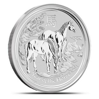 2014 Australia.  999 Pure Silver Year Of The Horse $1 Dollar Coin In Capsule