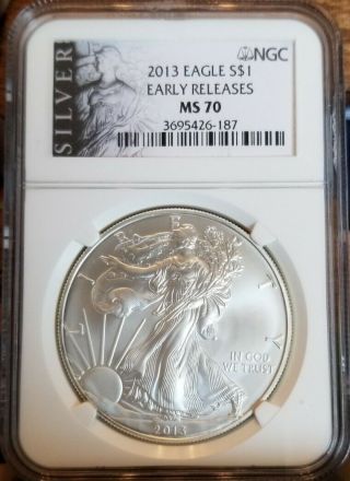 2013 American Silver Eagle - Ngc Ms70 Early Releases - Silver Label