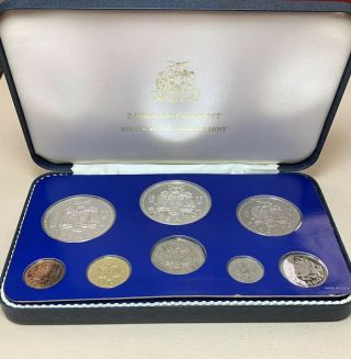 1977 Barbados 8 Peice Proof Set With Silver Case &