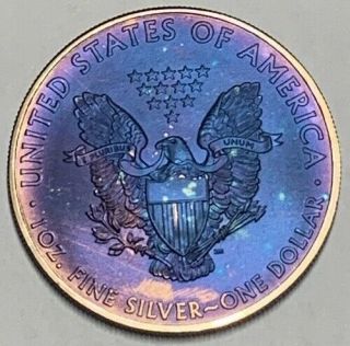 2009 Usa 1 Dollar Silver American Eagle Bu Color Toned Awesome