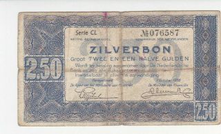 2 1/2 Gulden Vg Banknote From Netherlands 1938 Pick - 62