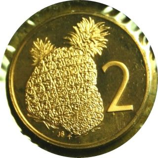 Elf Cook Islands 2 Cents 1981 Proof Pineapple Wedding Of Charles & Diana