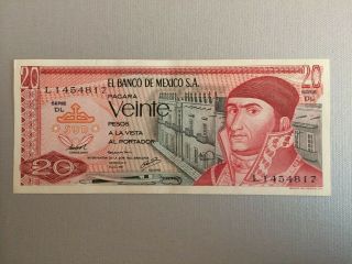 20 Peso Mexico Banknote 1977 Cir Morelos Ser Dl Mexico Banco De Mexico