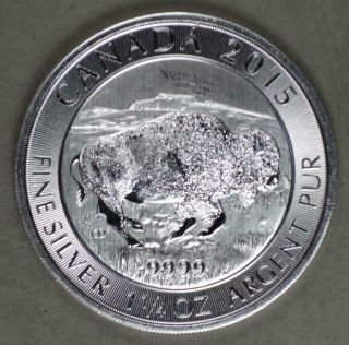 Canada 2015 8 Dollars Bison 1.  25 (1 1/4) Ounce Silver Coin