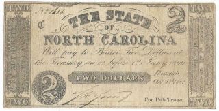 Csa North Carolina $2.  00 Bank Note,  Cr21,  Plt C,  Sn 8604,  Issued 10/4/61,  Fine