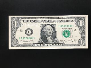 Wow Star Note 2006 $1 Dollar Bill (san Francisco  L ),  Uncirculated