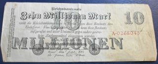 1923 Germany Reichsbanknotes 10 Millionen Mark P 96 Circ 4th Issue Red 5