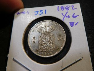 J51 Netherlands East Indies 1882 1/4 Gulden Bu