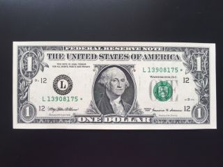 Wow Star Note 1999 $1 Dollar Bill (san Francisco “l“),  Uncirculated