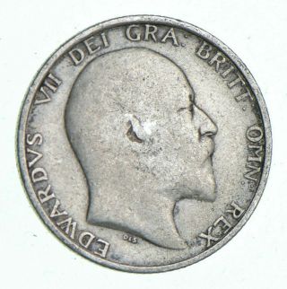 . 925 Silver 1910 Great Britain Shilling Km 800 King Edward Vii Circ 266