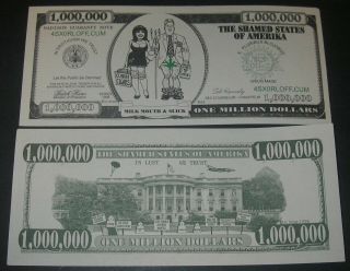 Vintage Novelty Fake Funny Money Sex Dollar Bill Clinton Milk Mouth & Slick