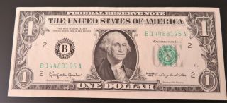 1963 Series B/a $1 Federal Reserve Note Dollar Bill -