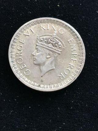 1942 India Great Britain One Rupee Silver Coin