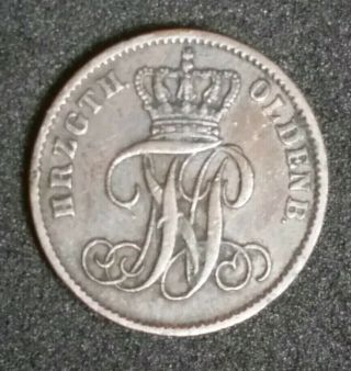 Germany Oldenburg 1864 B Rare One 1 Schwaren German States Old Coin