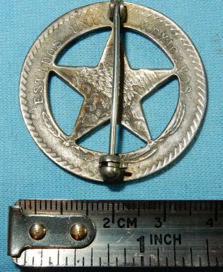 VINTAGE 1950/60 ' s Hand Crafted MEXICAN 5 Pesos Coin FAUX TEXAS RANGER Badge 2