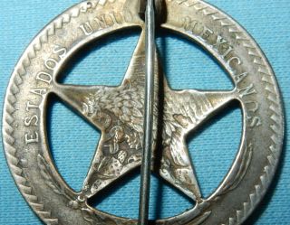 VINTAGE 1950/60 ' s Hand Crafted MEXICAN 5 Pesos Coin FAUX TEXAS RANGER Badge 3