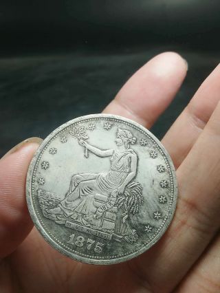 1875 Old Tibetan Silver Hand Made Goddess And Eagle Commemorative Coin Money