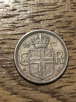 1937 Iceland 25 Aurar Foreign Coin