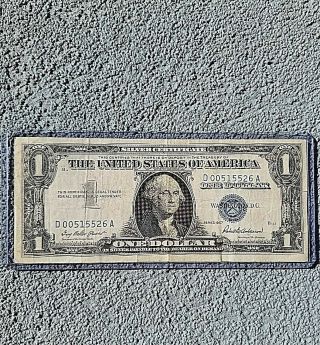 1957 $1 Dollar Silver Certificate Currency Low Serial Number D 00515526 A