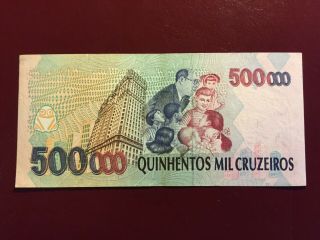 Brazil 500000 Cruzeiros ND 1993 Circulated Banknote P - 236b 2