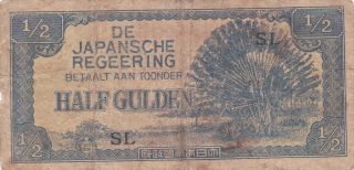 1/ Gulden Vg Banknote From Japanese Occupied Netherlands Indies 1942 Pick - 122a