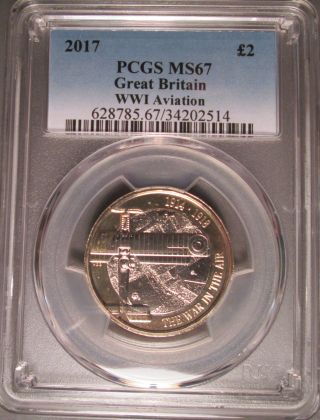 2017 Great Britain Two Pound (£2) Wwi Aviation,  Pcgs Ms 67