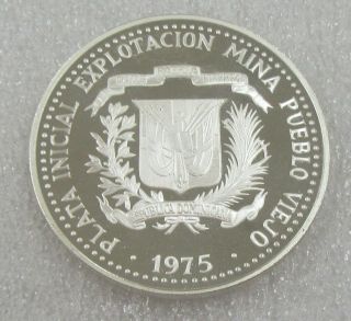 1975 Dominican Republic 10 Pesos Taino Art Silver Proof Km 68