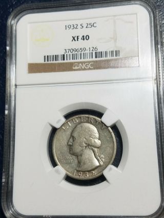 Ngc 1932 - S Washington Quarter Xf40 Silver 25c Rare Date