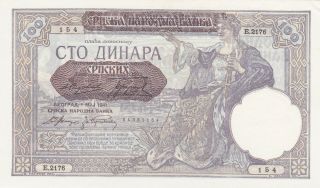 100 Dinara Aunc Crispy Banknote From German Occupied Serbia 1941 Pick - 23