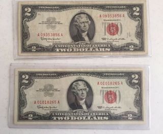 (2) 1963 $2 Red Seal Notes