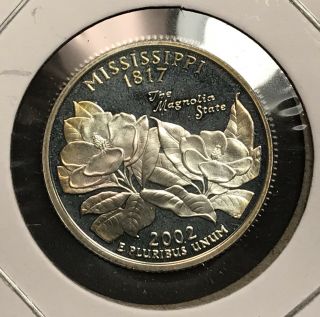 2002 - S Mississippi State Quarter Silver Proof.  Collector Coin For Set.