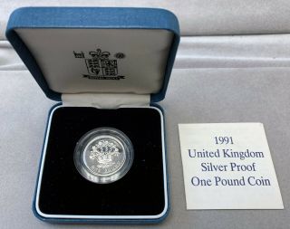1991 United Kingdom Silver Proof One Pound W/box