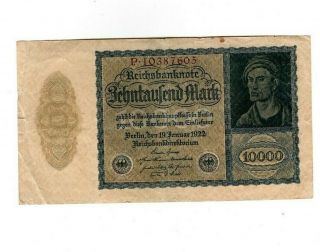 Xxx - Rare German 10000 Mark Weimar Banknote 1922 In Ok Cond