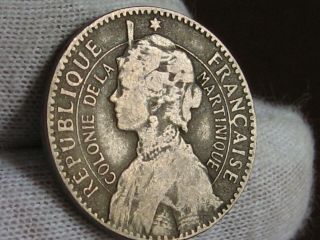 French Martinique 1897 1 Franc,  Napoleon 