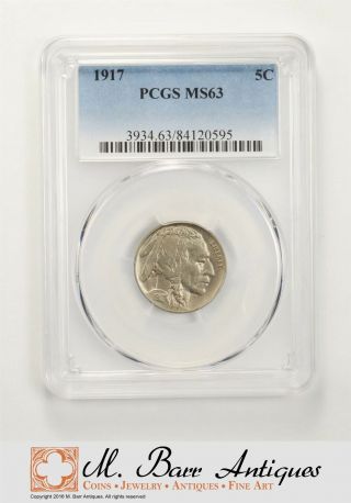 Ms63 1917 Buffalo Indian Nickel - Pcgs Graded 6454