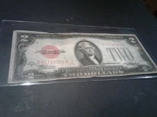 Series 1928 - D United States $2 Two Dollar Note Red Seal / Sn C75730361a