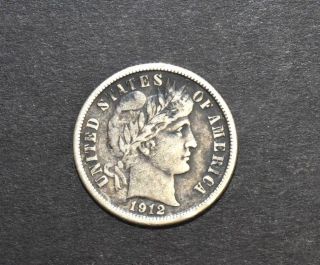 1912 - D Barber One Dime Coin Silver 90 C8551