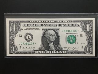 Wow Star Note 2013 $1 Dollar Bill (san Francisco  L ),  Uncirculated