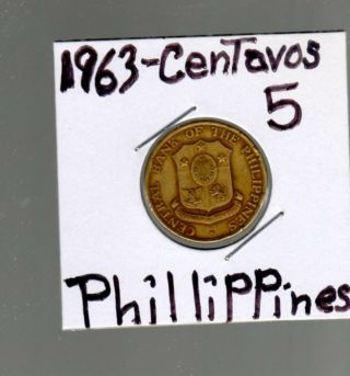 1963 Philippines Five 5 Centavos Coin
