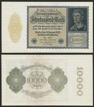 Germany 10,  000 Mark 1922,  Ro 69b / P72 Unc.  Sn Ends In 574