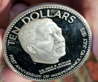 Silver - World Coin - 1974 The Bahamas 10 Dollars - World Silver Coin 49.  7g
