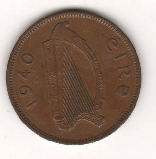 Ireland,  1940,  Copper,  1/2 - Penny