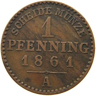 German States 1 Pfennig 1861 A Preussen Ry 435