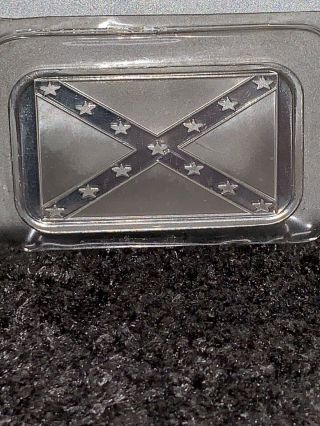 Confederate Flag 1 - Oz.  999 Silver Art Bar And Uncirculated