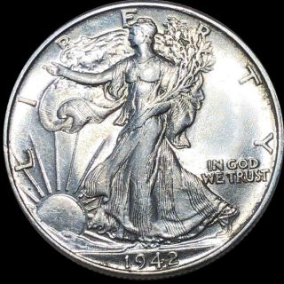 1942 Walking Half Dollar Highly Uncirculated Liberty Silver Collectible Coin Ms