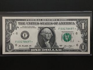 Wow Star Note 2013 $1 Dollar Bill (atlanta  F “),  Uncirculated